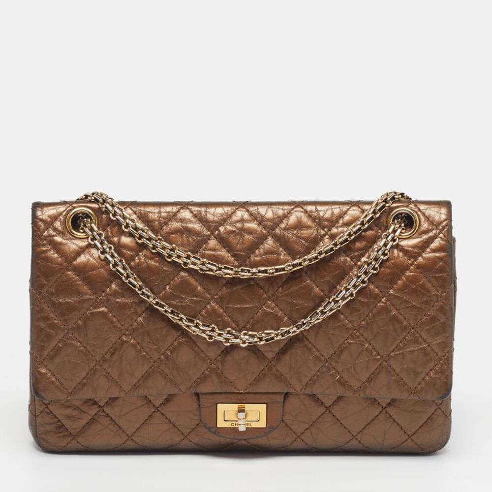 Chanel Reissue 2.55 226 Metallic Brown Quilted Aged Leather Flap Bag